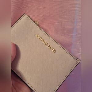Michael Kors Blush Pink Card Holder with Gold Accents